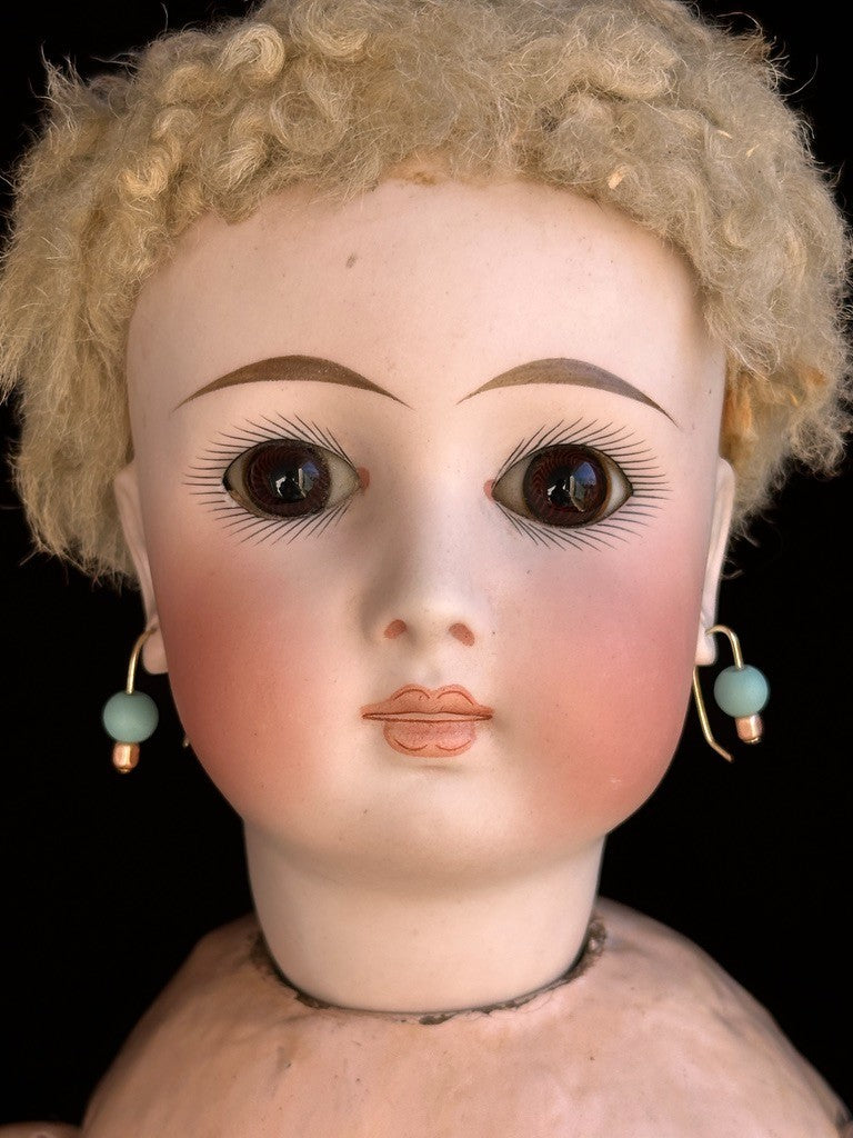 Antique German 20.5” Sonnenberg 117 Belton Type Closed Mouth Bisque Head Doll