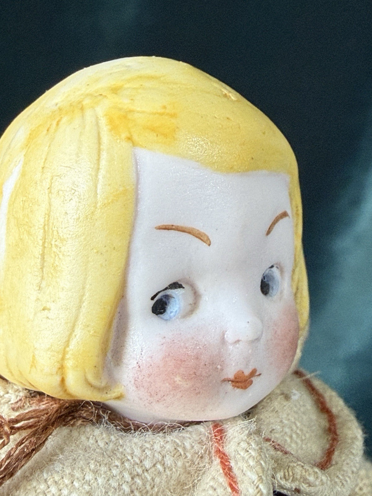 Antique German All Bisque Hertwig (?) Googly Type 4 1/4” Character Doll