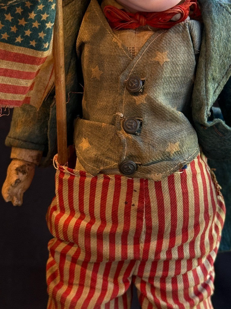 Very Rare 13.5” Antique German Cuno Otto Dressel Uncle Sam Character Bisque Doll