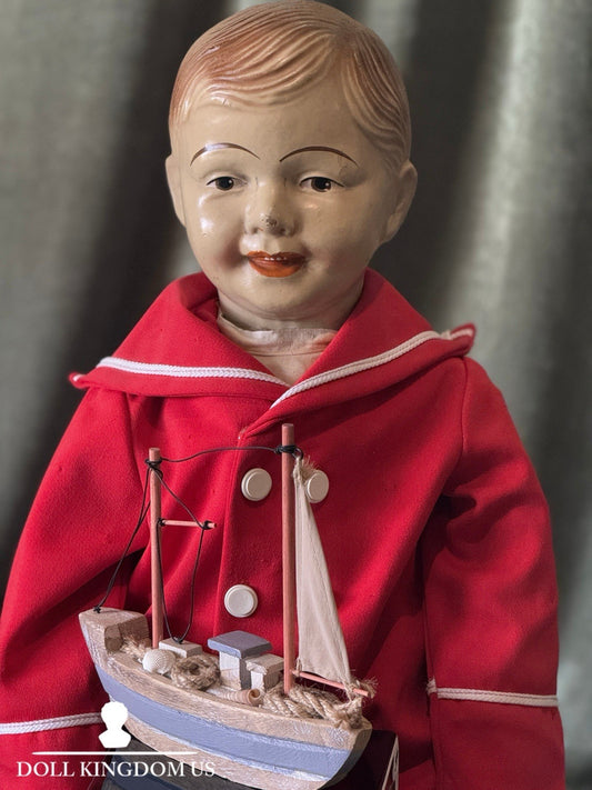 Antique American 1918 Butler Brothers 31” Carnival Boy Composition Doll