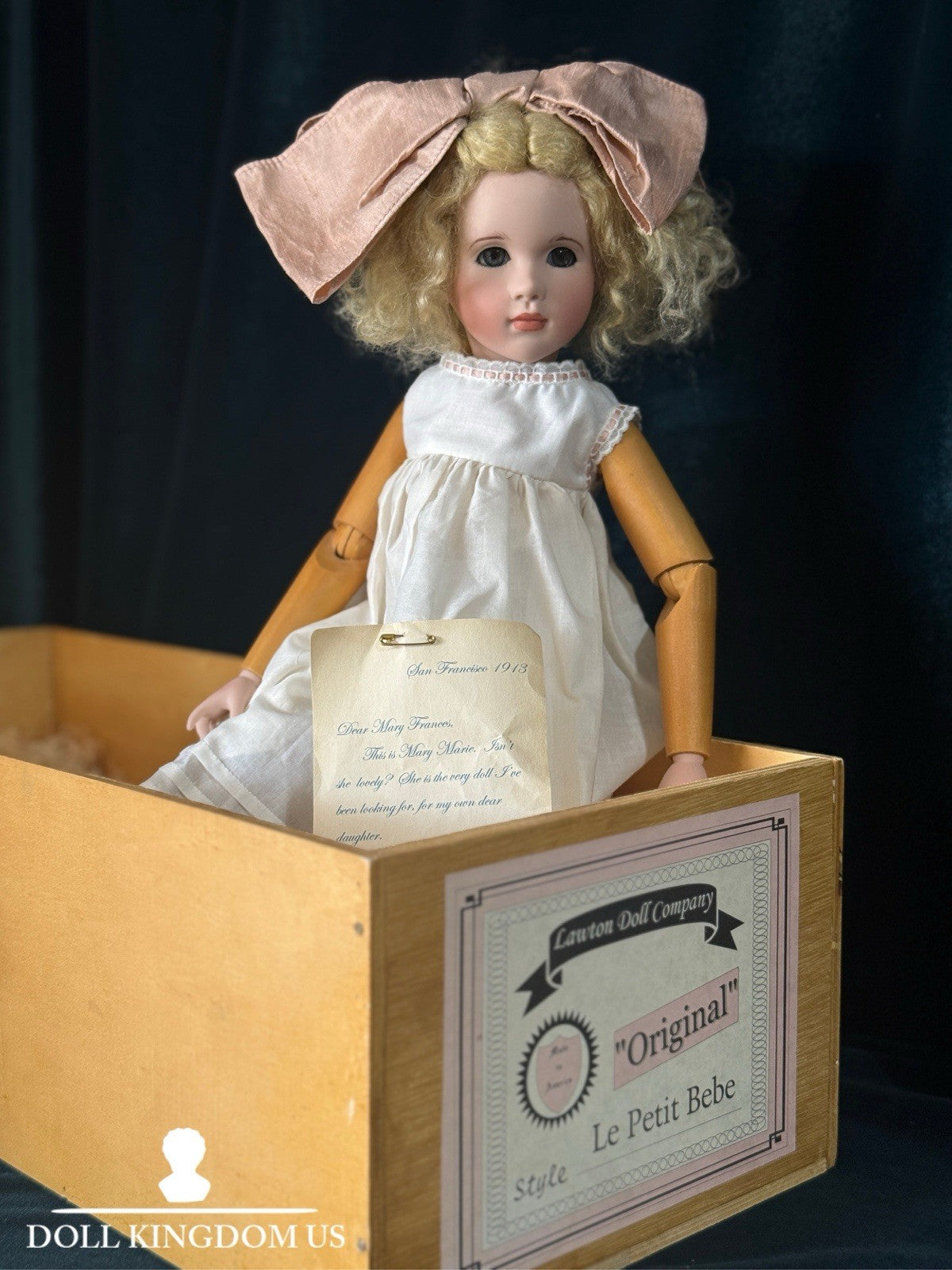 Large Wendy Lawton “Mary Marie” Wooden and Porcelain 16” Doll LE 250 Box