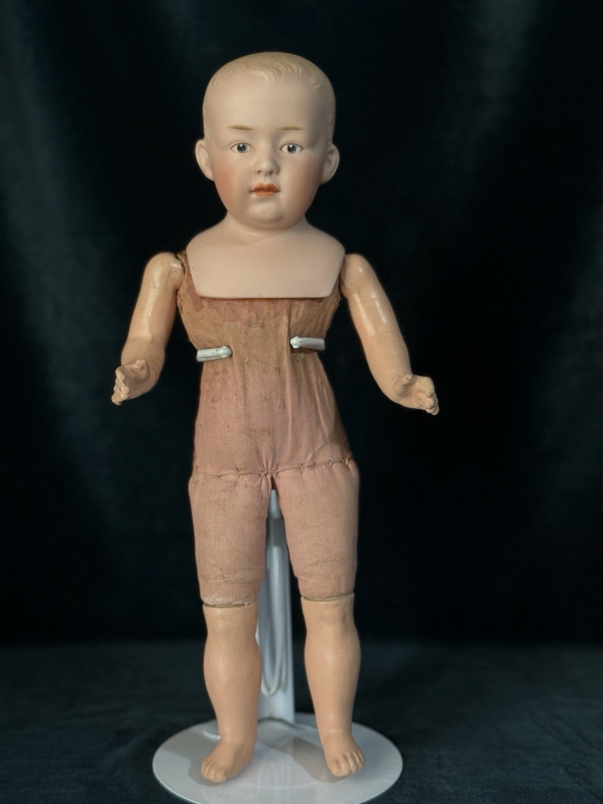 Antique German Gebruder Heubach Bisque Head Composition Body Boy 12” Doll