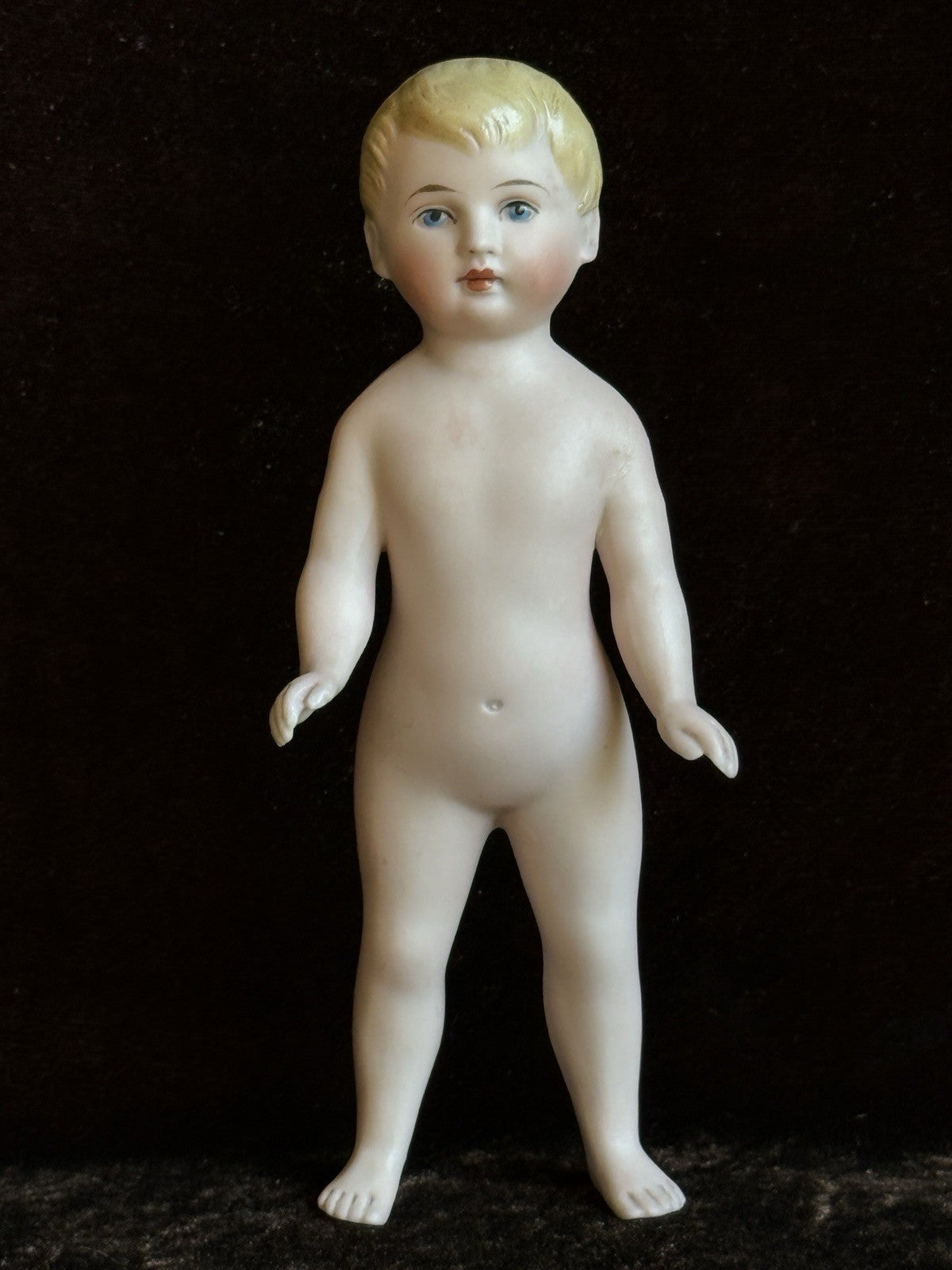 Antique German Bisque Miniature Large 6.5” Frozen Charlie Doll