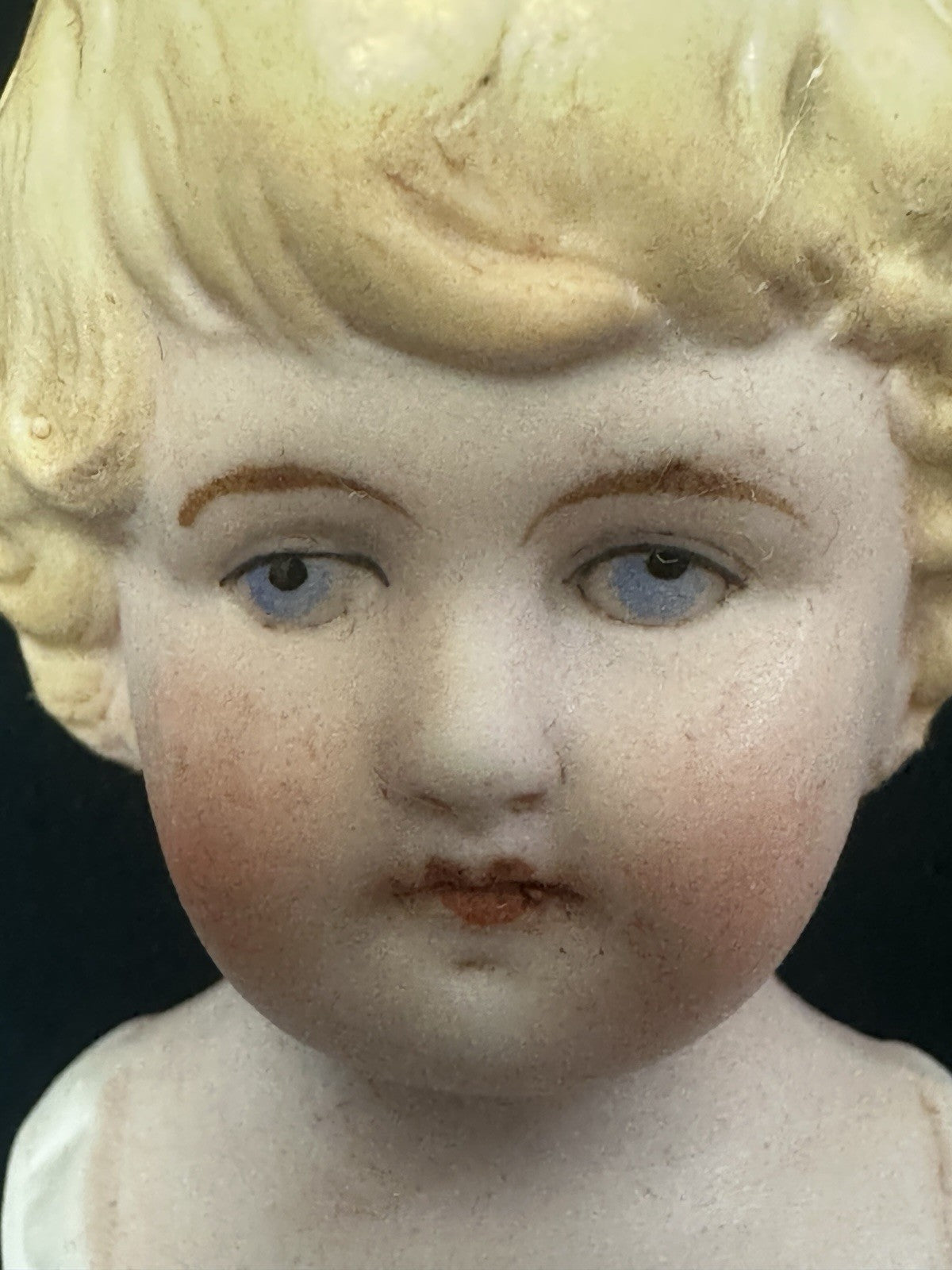 Antique German Hertwig (?) 7 1/2” Bisque Shoulder Head Doll