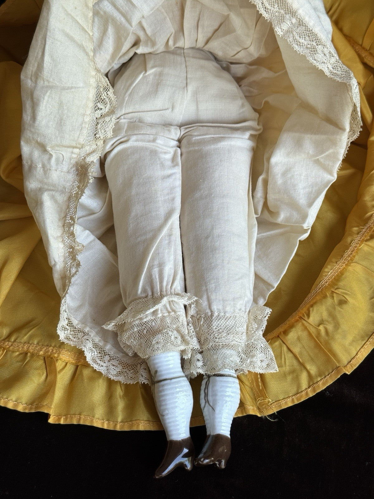 Antique German 17” Bawo & Dotter Brunette China Head Doll