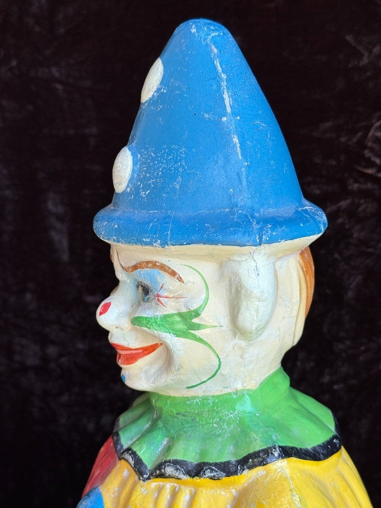 Large Antique American 15” Schoenhut Papier Mache Roly Poly Clown Toy