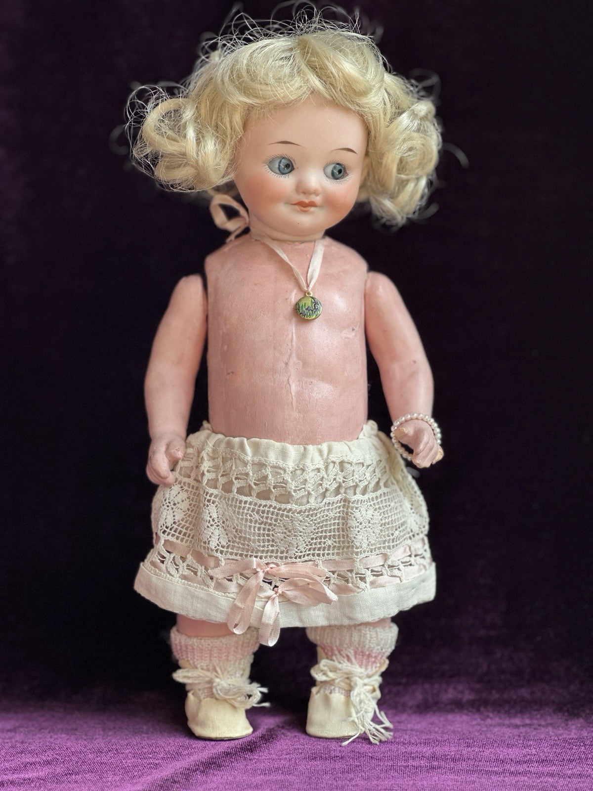 Large Antique German 10” Armand Marseille 323 Googly Eyes Bisque Head Doll