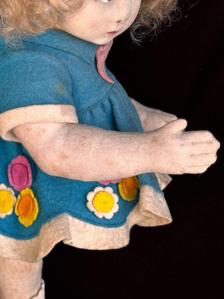 Vintage Italian 12” Lenci 111 Felt Cloth Character Girl Doll