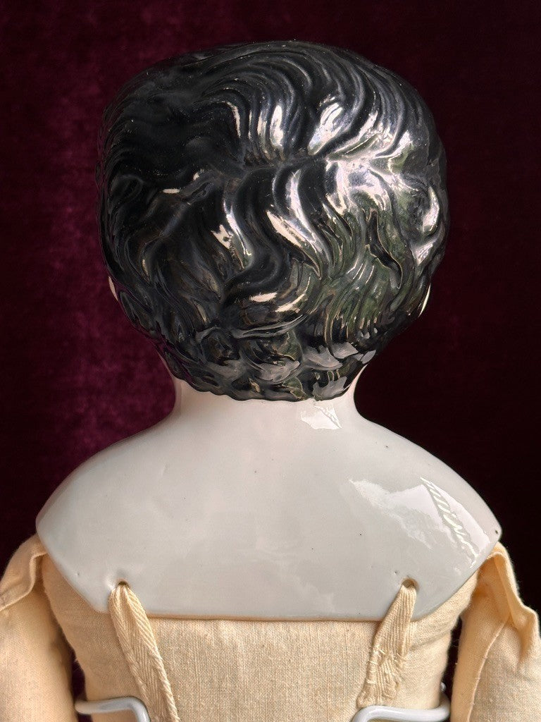 Rare Large Antique German 24” Brown Eyes China Shoulder Head Boy Doll