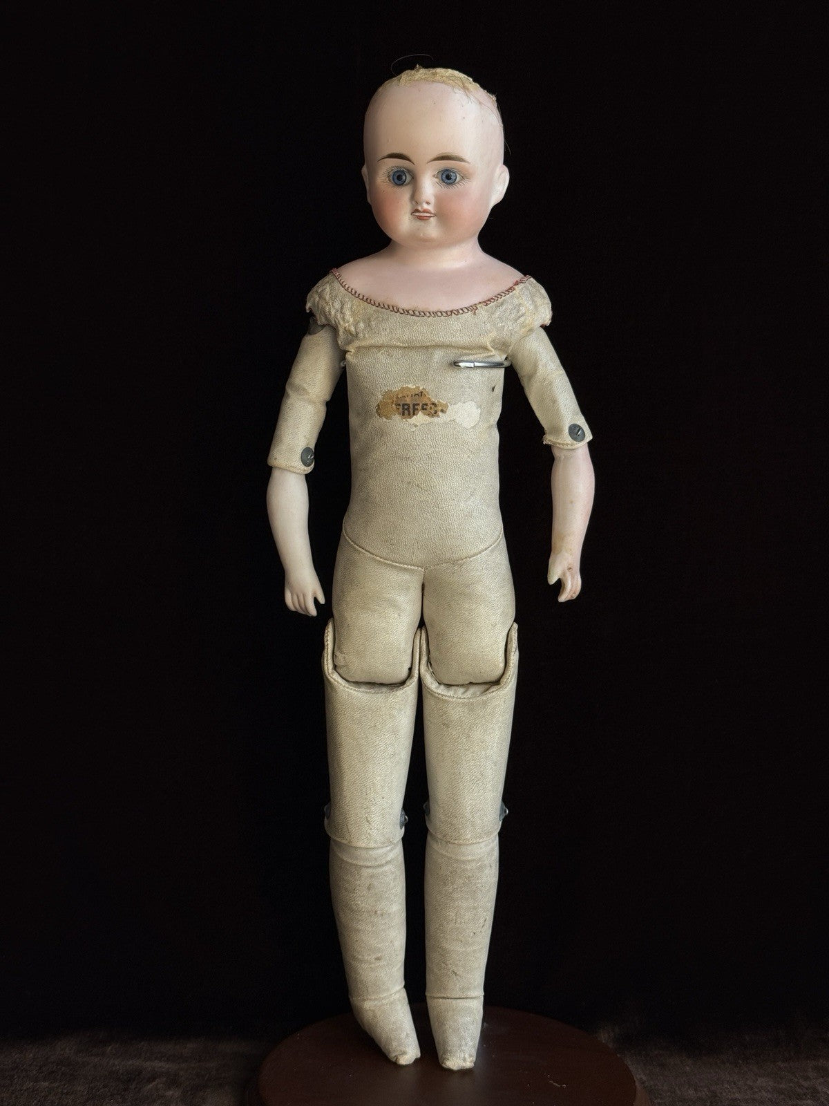 Antique German 17” ABG (?) Turned Head Bisque Shoulder Head Doll