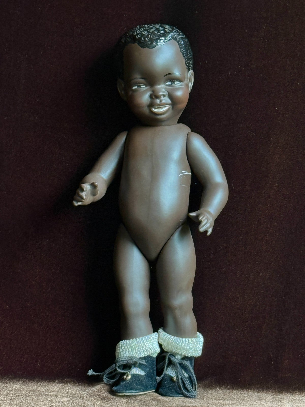 Vintage 9.5" All Porcelain Dark Complexion Girl Doll