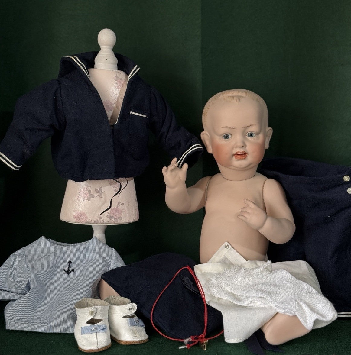 Porcelain Reproduction of Antique German Kestner Baby Boy 19” Doll