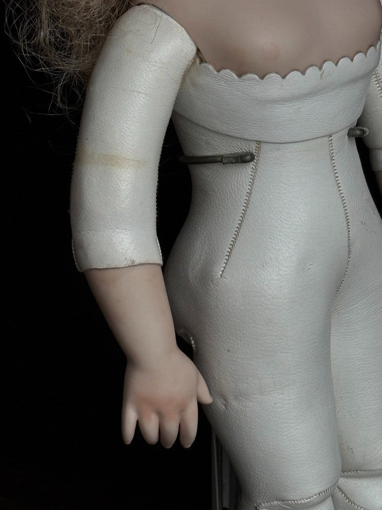 Vintage Porcelain 1967 Leather 15” Reproduction of Antique French Bru Jne Doll