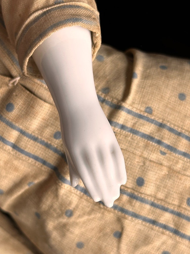 Antique German 19” Flat Top Highbrow China Shoulder Head Doll