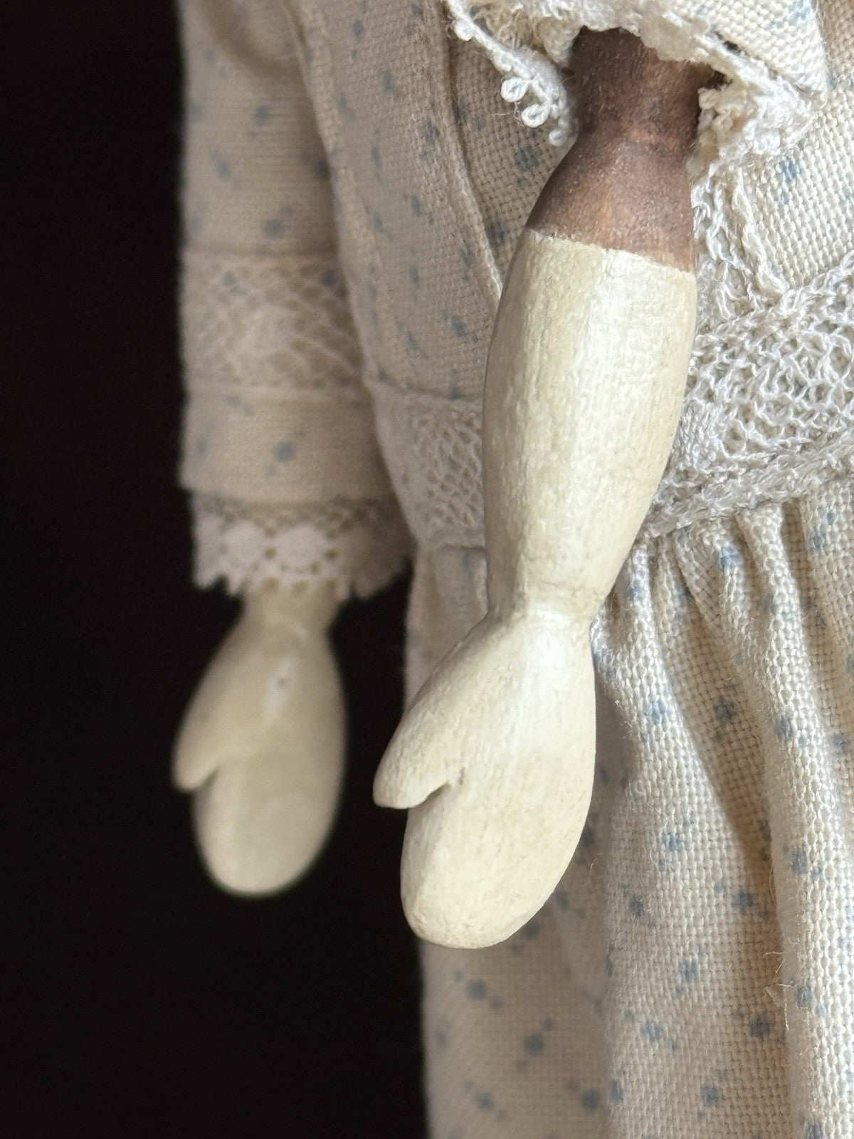 Collectible Handcarved 6.5" Wooden Hitty Girl Doll By Artist Gail Wilson