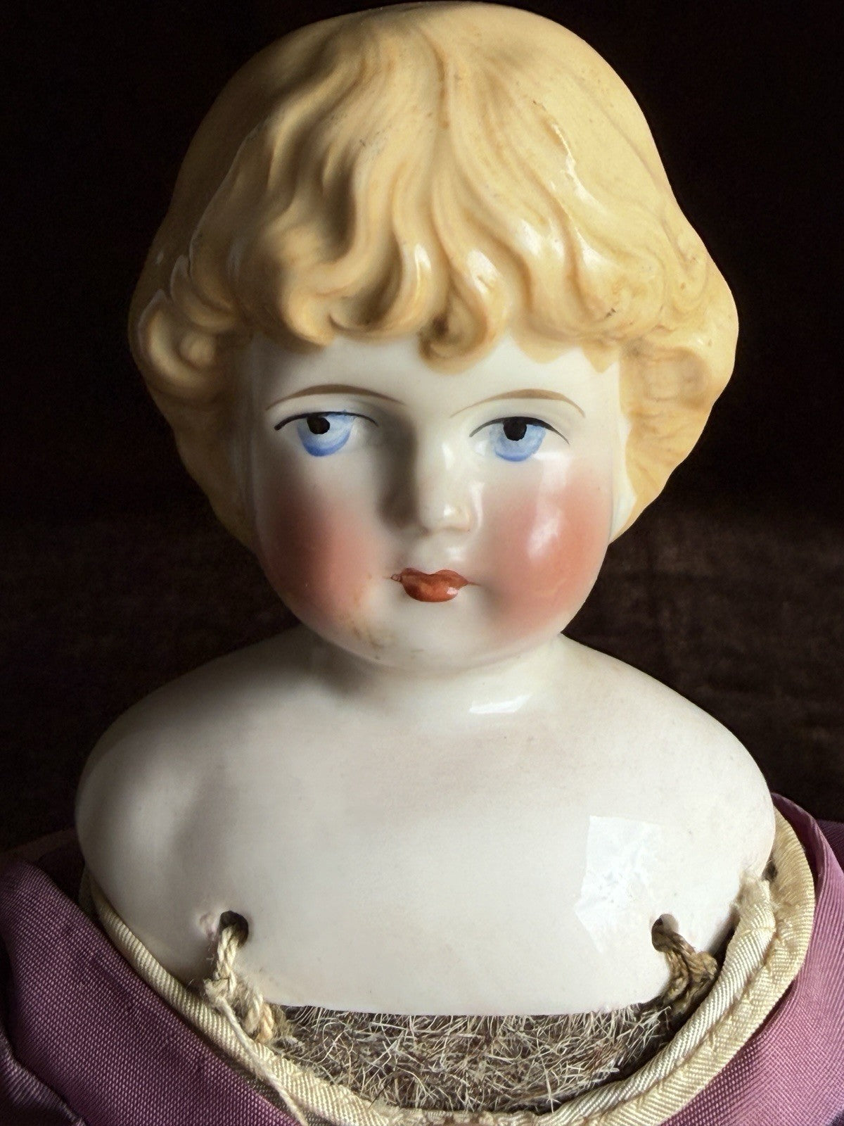 Antique German 15.5” Kling 188 China Shoulder Head Doll