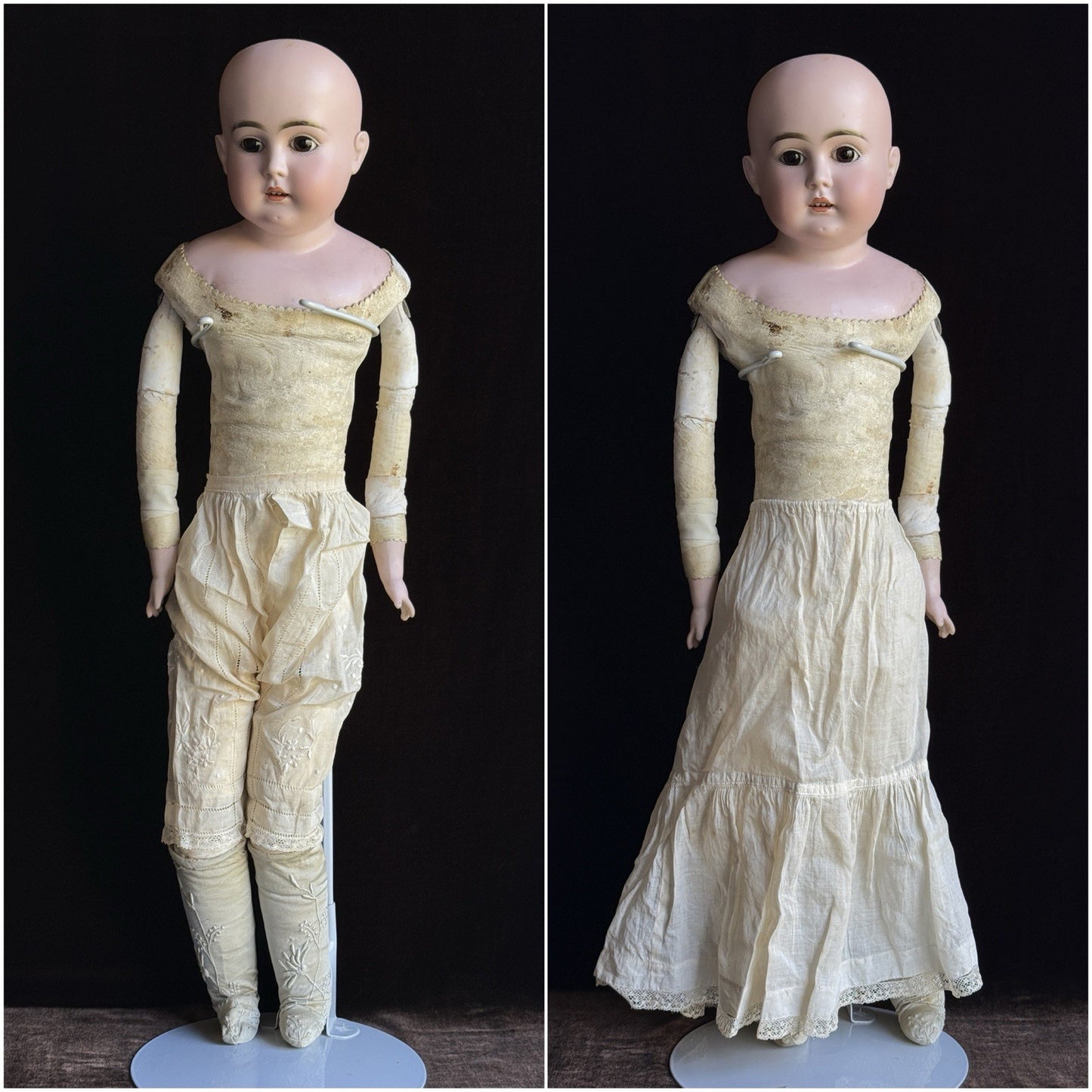 Antique German 26” Early Kestner Alphabet Turned Head Bisque Shoulder Head Doll
