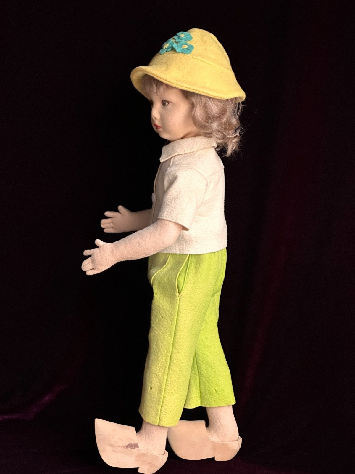 Vintage Italian 17” Lenci Mariuccia Face Felt Cloth Character Girl Doll