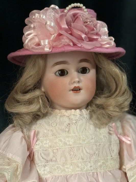 Antique German Simon Halbig Dep 1260 Bisque Head Leather Kid Body 20.5” Doll