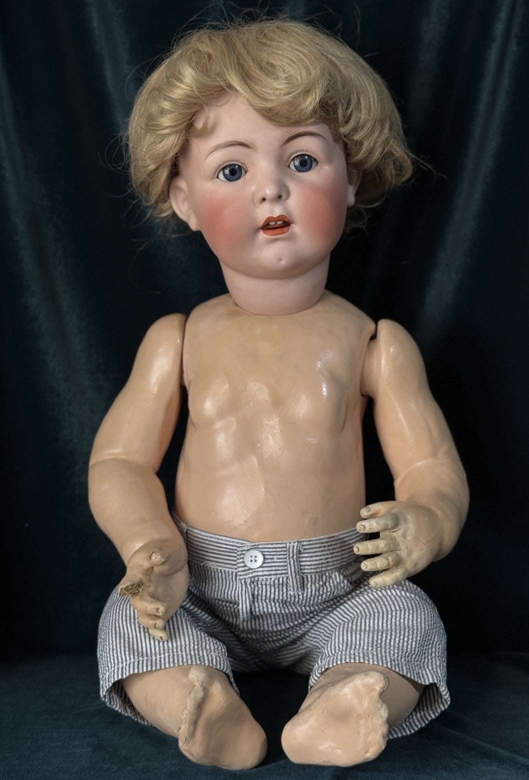Huge 28” Antique German Franz Schmidt Mold 1295 Baby Boy Doll Porcelain Head
