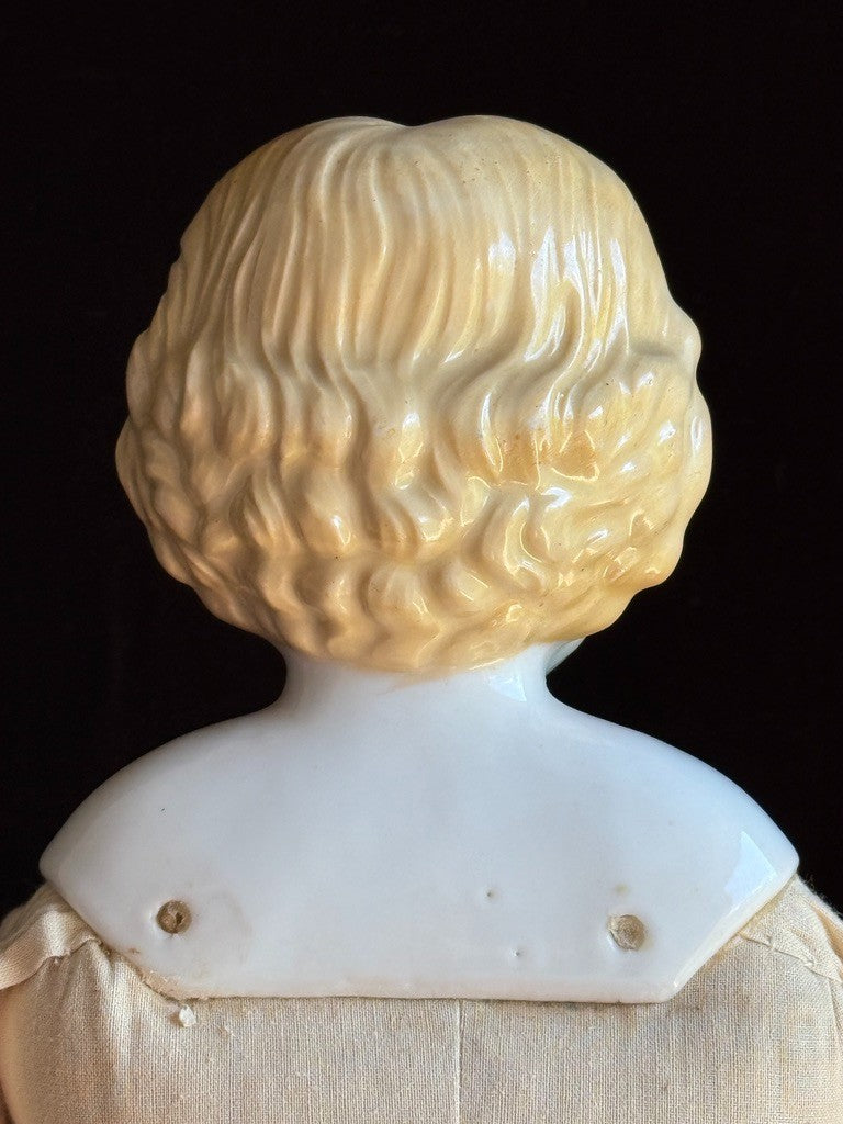 Antique German 21.5” Highland Mary Blonde China Doll