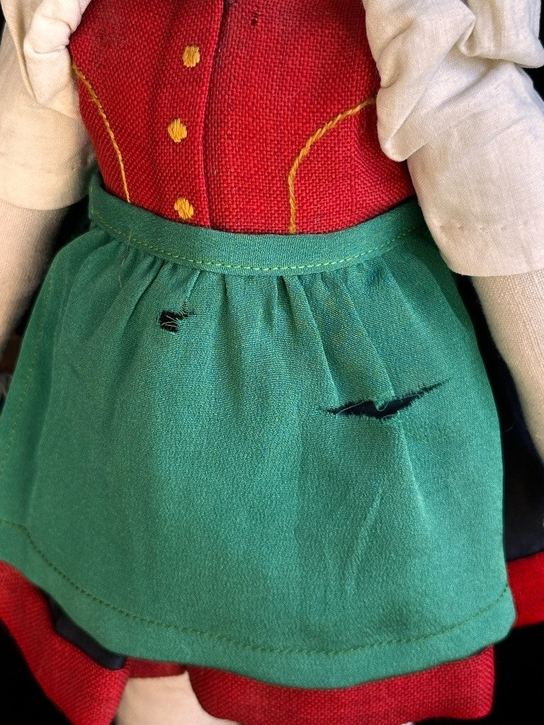 Unidentified Antique European 14” Kathe Kruse Style Oil Painted Cloth Doll