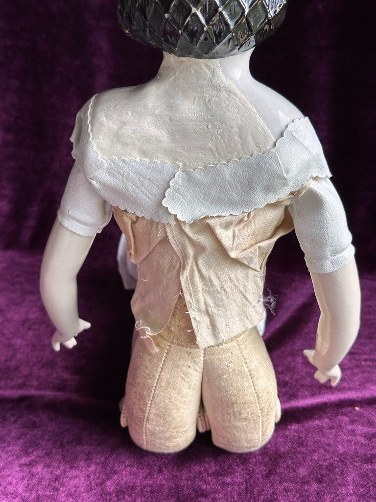 Rare Antique German 20.5” Alice Hairdo Headband and Snood China Head Doll