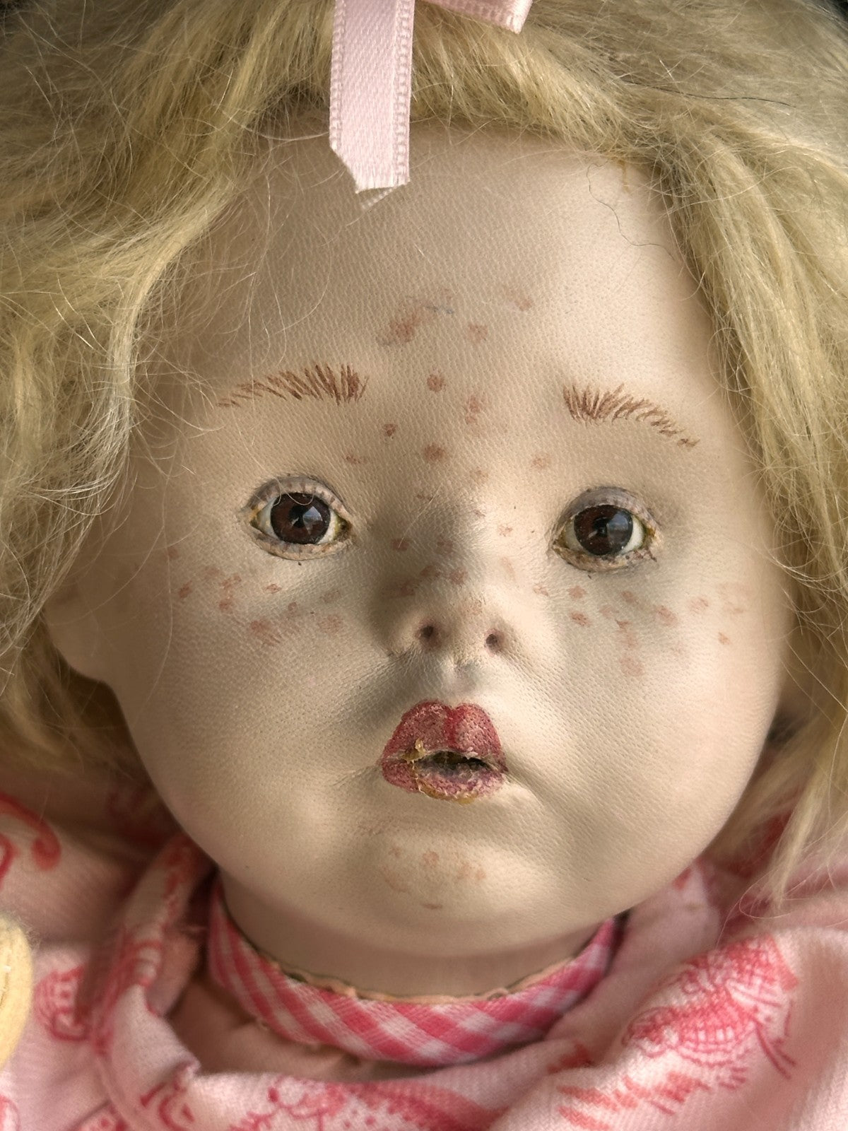 Rare OOAK 22” French Artist Malou Ancelin Leather Signed Girl Doll LE 30