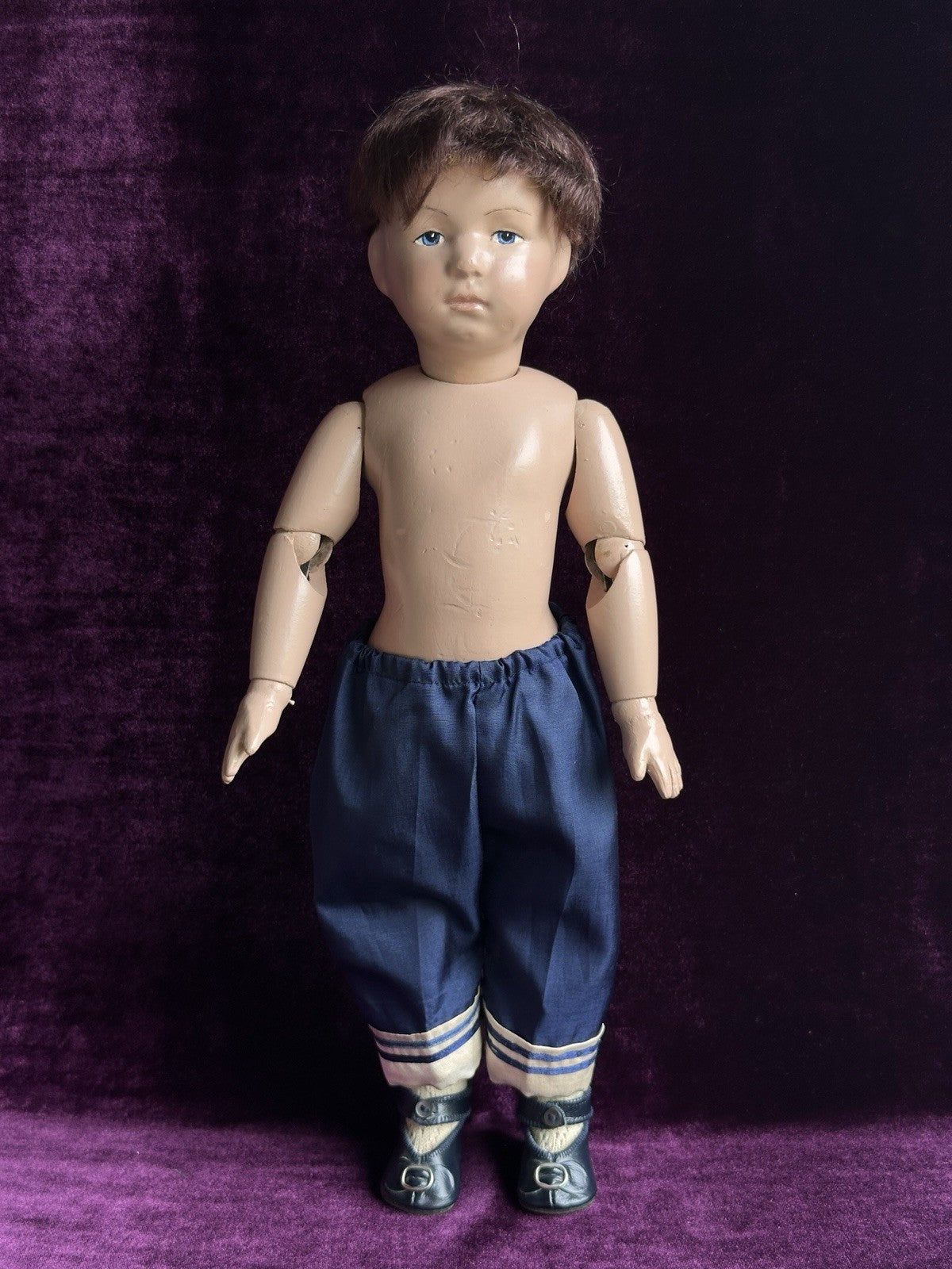 Antique American Schoenhut 16" Wooden Jointed Boy Doll
