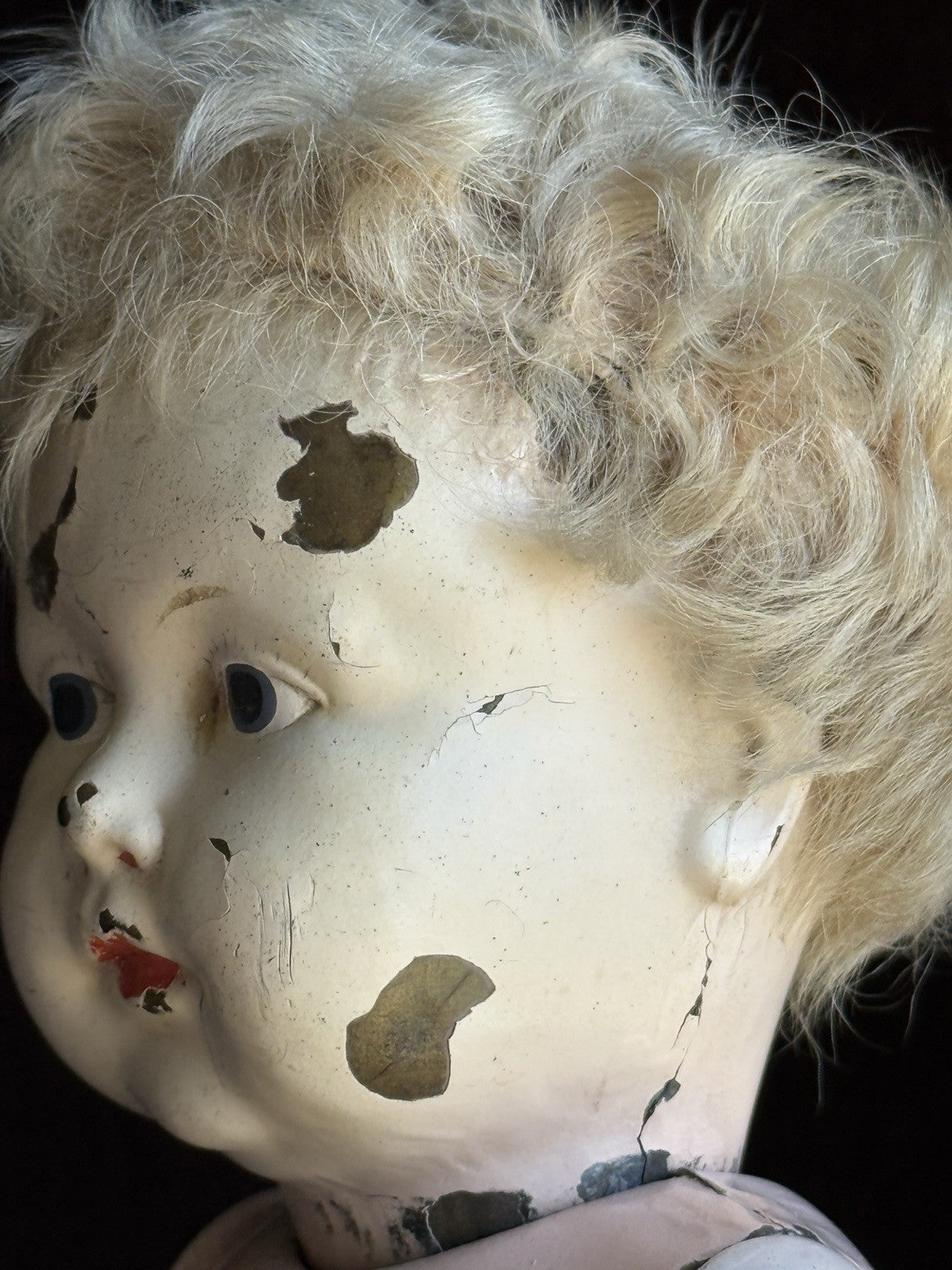 Antique American 12.5” Metal Tin Baby Doll