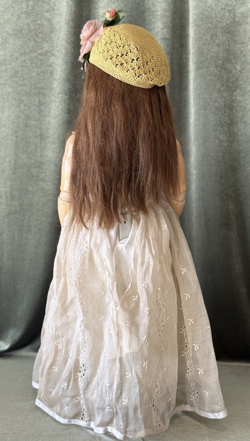 Large 32” Antique German Queen Louise Doll Bisque Head Composition Body
