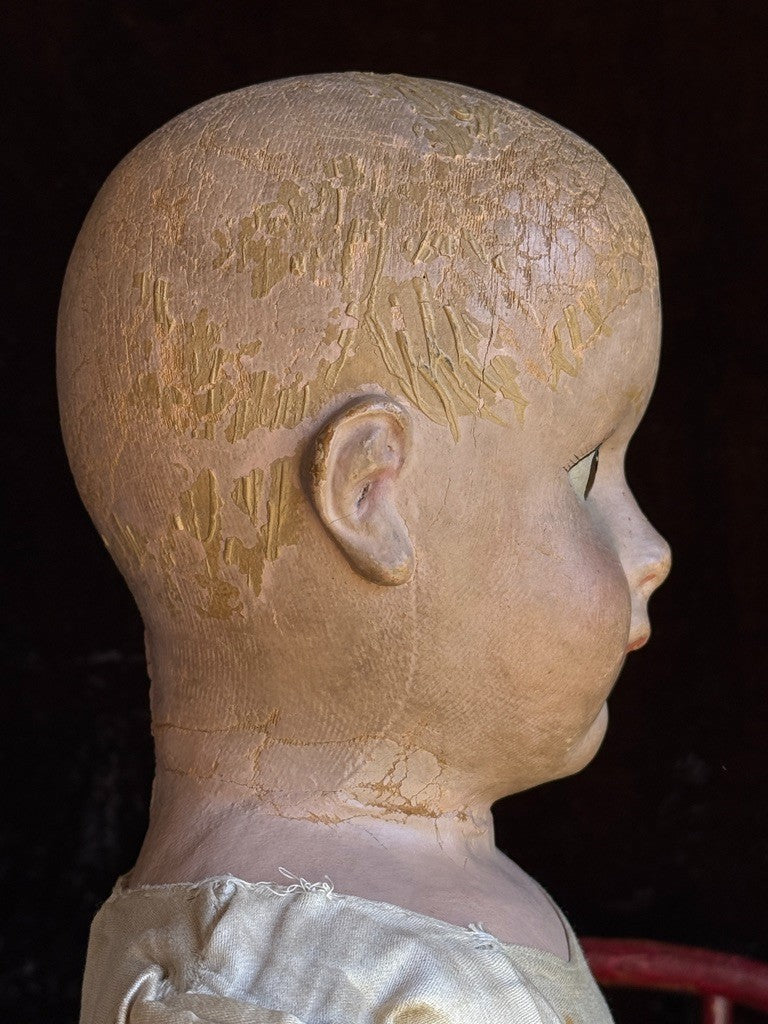 Rare Antique American 22” Gertrude Rollinson Oil Painted Cloth Baby Doll