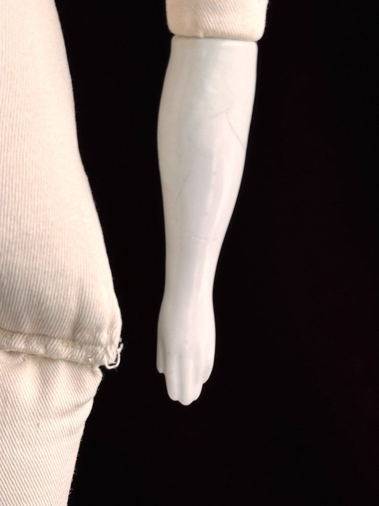 Large Antique German 27” Flat Top Highbrow China Shoulder Head Doll