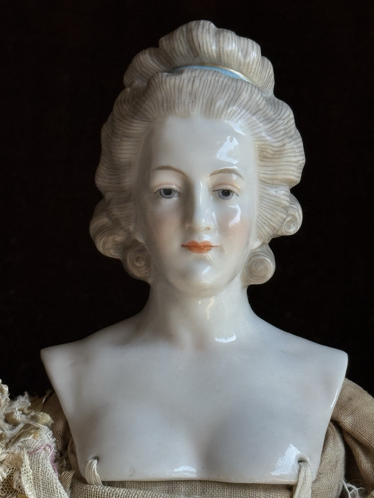 Rare Antique German 14” Kister Lady Fashion Porcelain China Head Doll