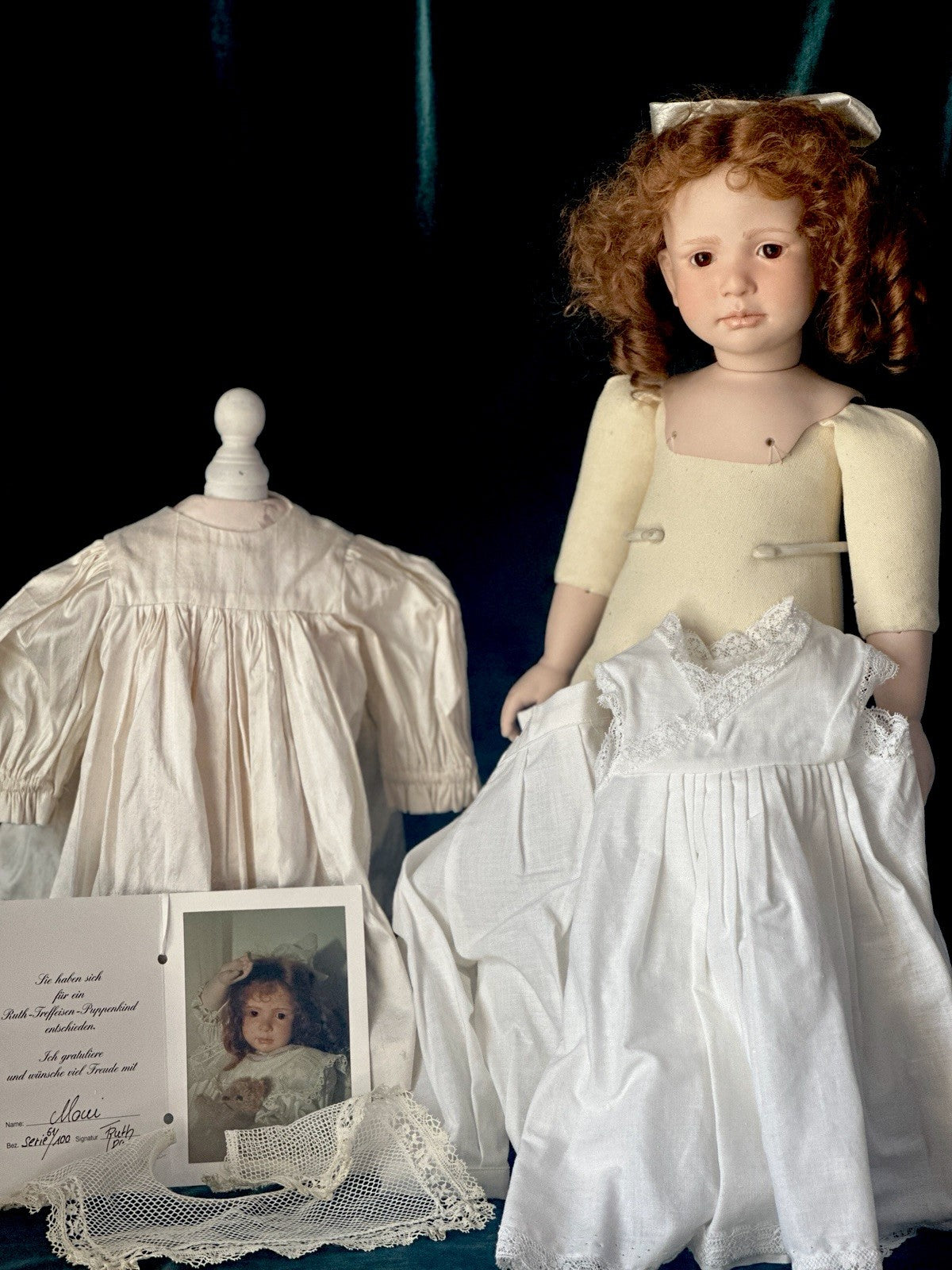 Collectible Artist 22” Porcelain Doll “Moni” by Ruth Treffeisen LE 51/100 COA
