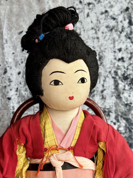 Vintage 18” Japanese Willy Seiler Artist Cloth Oriental Doll