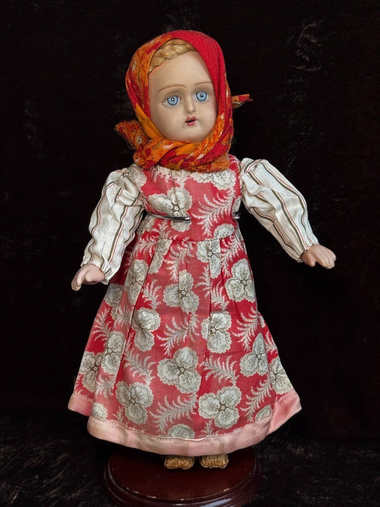 Antique USSR Russian Dunaev Factory Terracotta 11” All Original Girl Doll