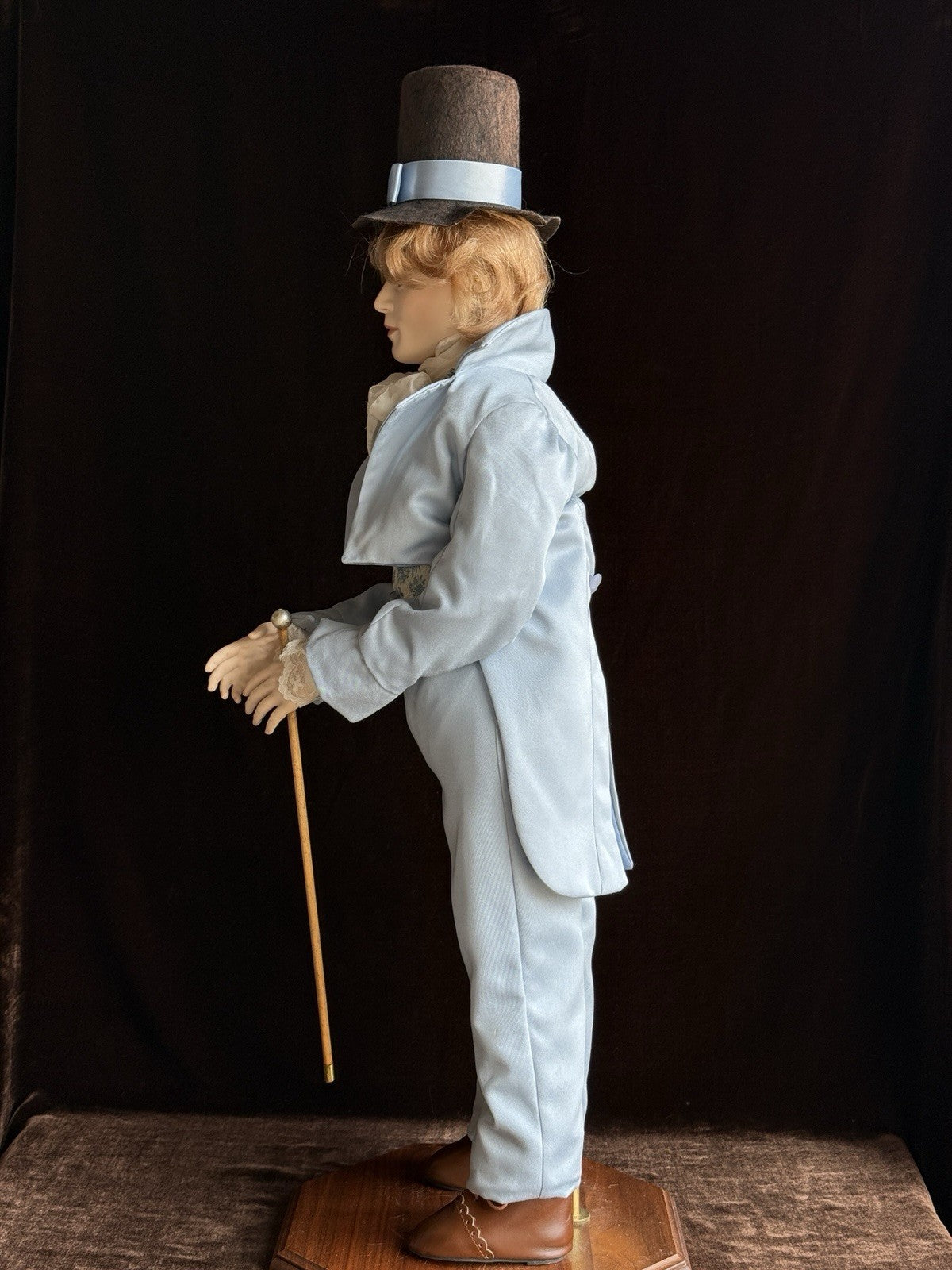 OOAK Large Artist Made Porcelain Victorian Gentleman Doll with Stand