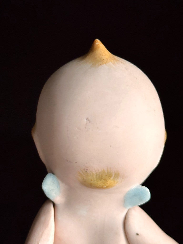 Antique German 6" Rose O’Neill All-Bisque Kewpie Doll Blue Wings