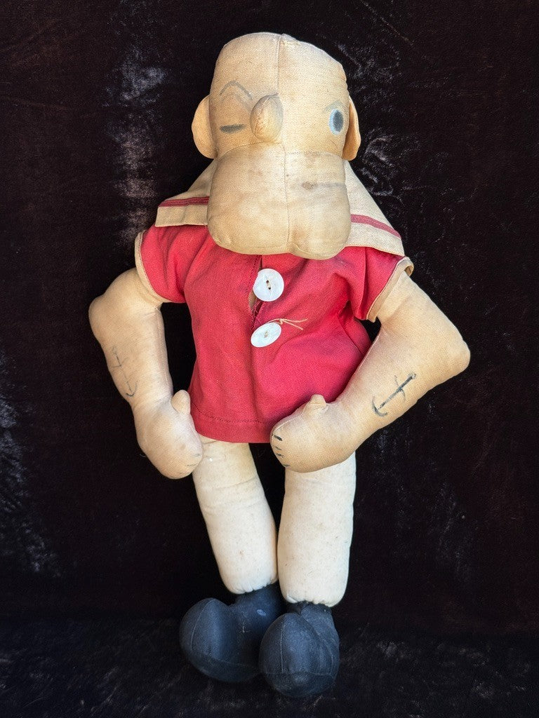 Early Knickerbocker 17.5" Popeye the Sailor Man Cloth Rag Doll