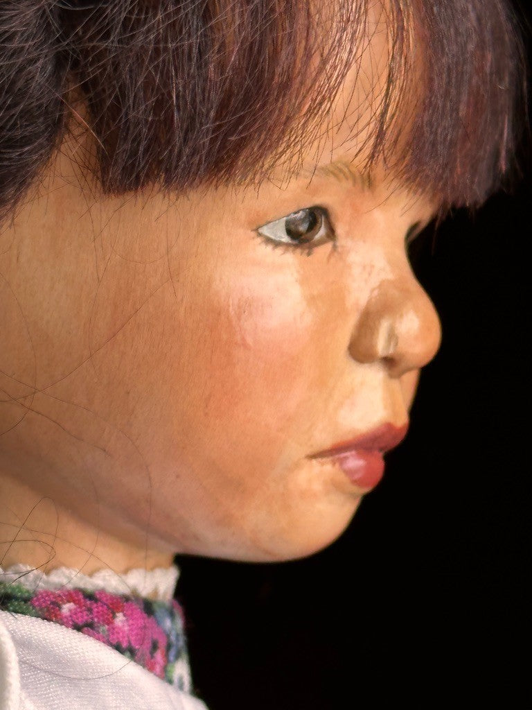 OOAK NIADA Artist Patricia Ryan Brooks 13.5” Wood Hand Carved Doll