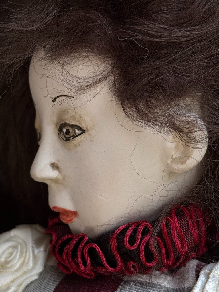 OOAK NIADA Artist Ankie Daanen Paper Clay Mixed Media Pierrot Character Doll
