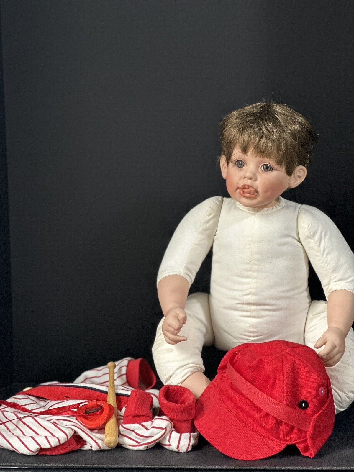Collectible Porcelain 22” Doll “Bubba Bo Slugger” by Fayzah Spanos LE 1000