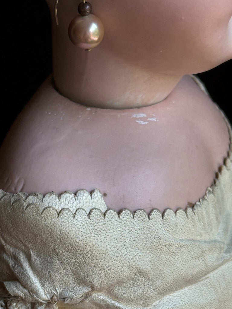 Rare Antique German 21” Simon Halbig 759 Bisque Socket Head Leather Body Doll