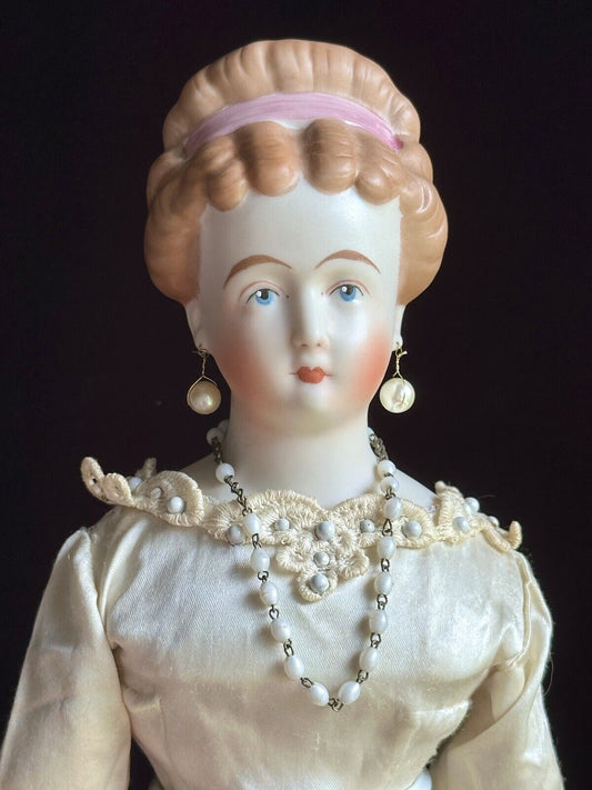Vintage 20.25” Porcelain Fancy Parian China Doll by Janet Pace Emma Clear Mold