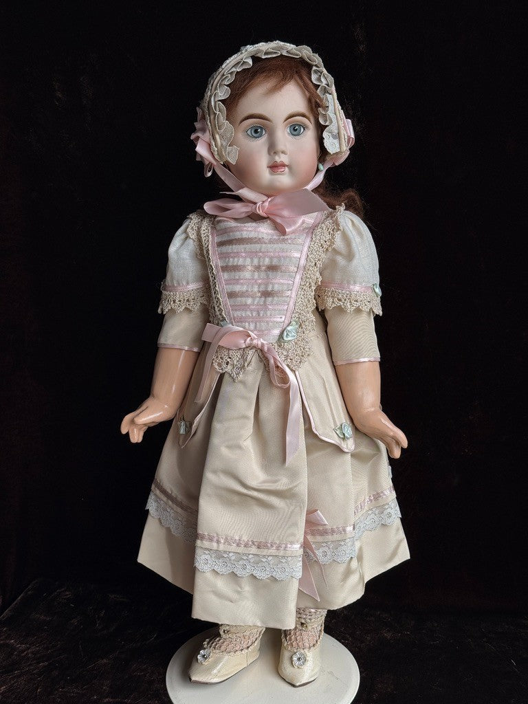 Vintage 24.5” Porcelain Compo. Reproduction of Antique French Jumeau Bebe Doll