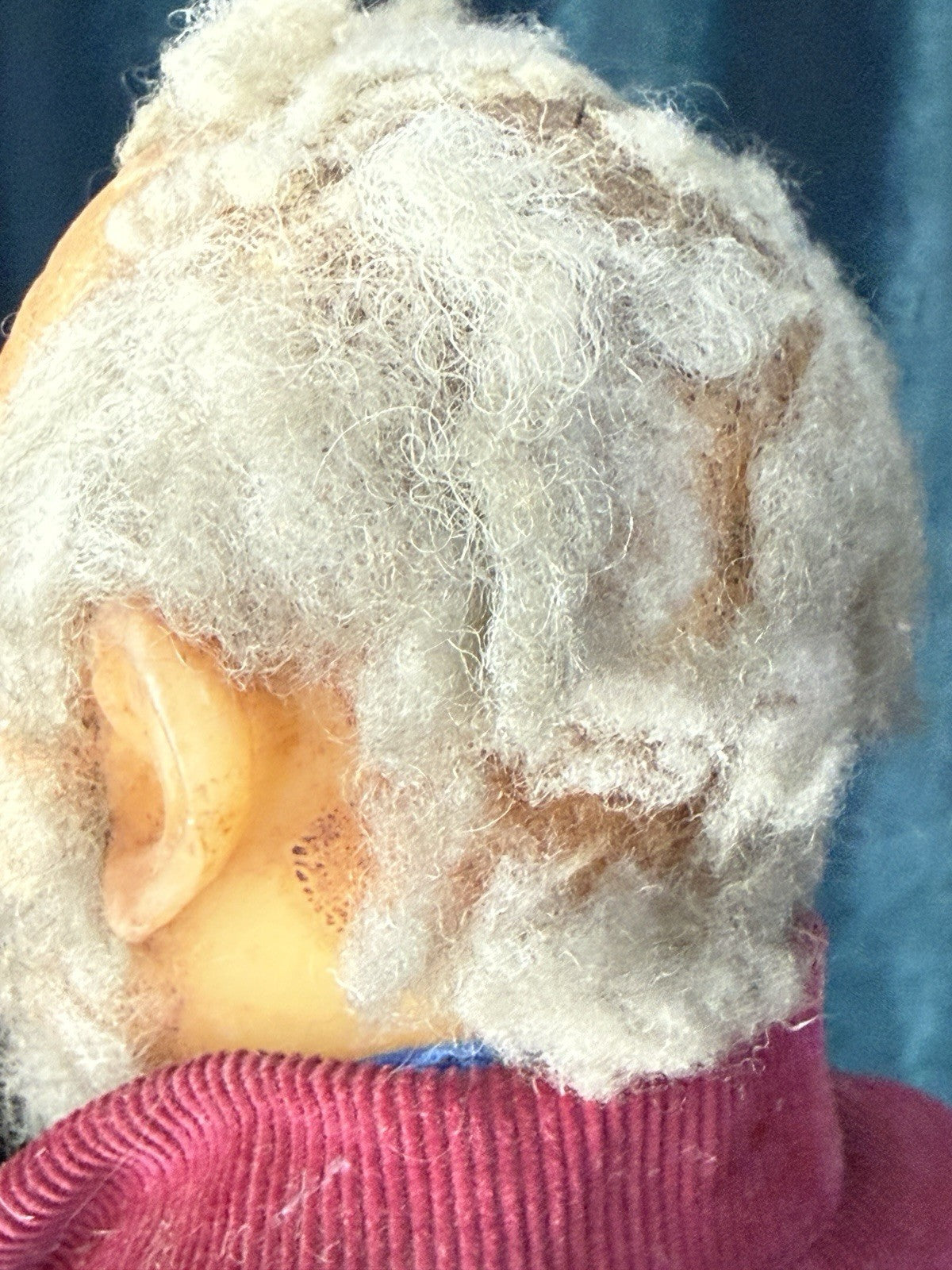 Unidentified Antique Old Men In The Wooden Chair Wax Doll