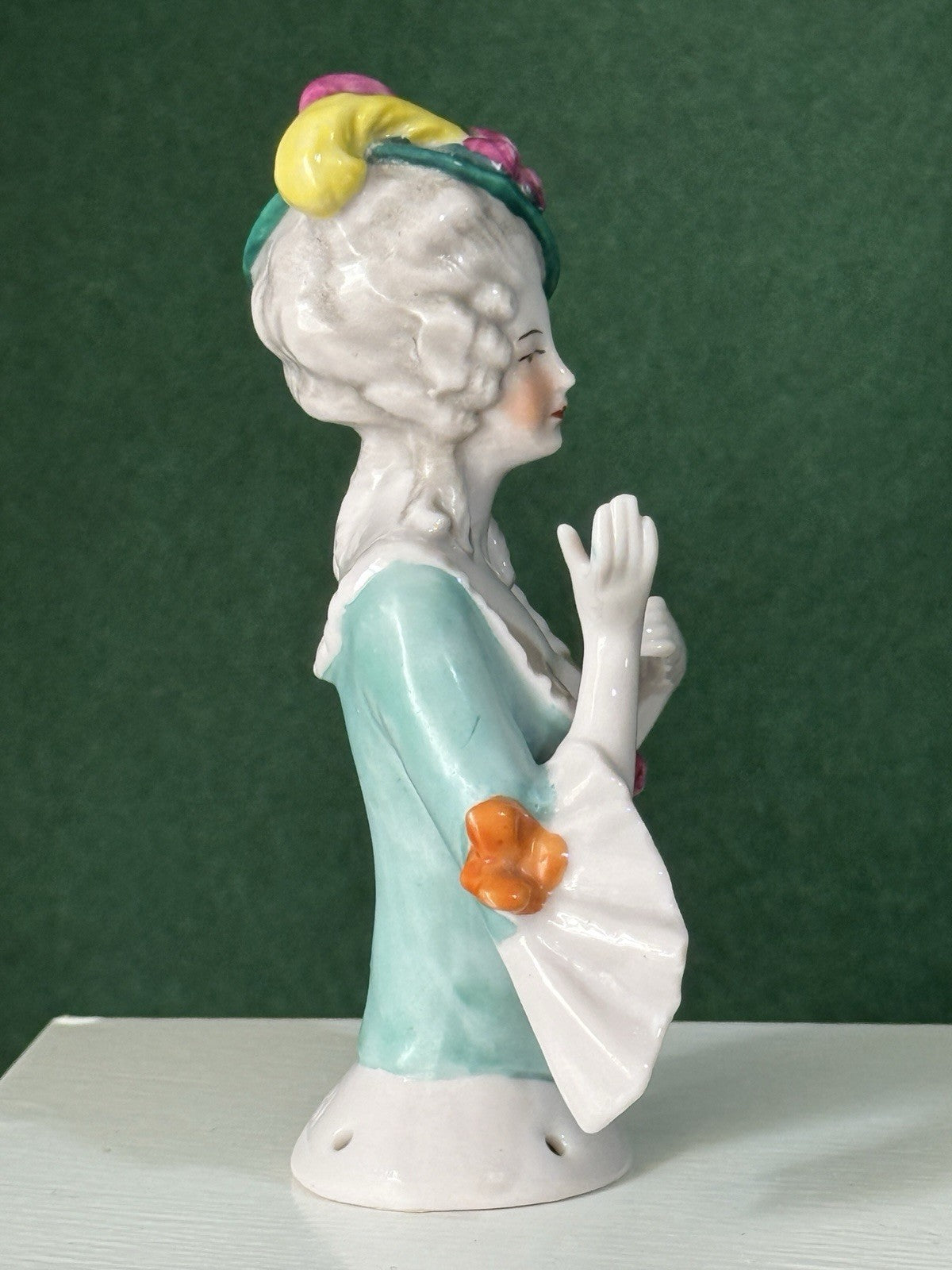 Porcelain German 13681 Half Doll 4.5” Figurine Arms Away