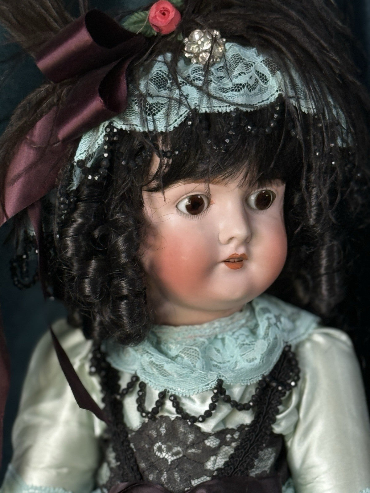 Antique German Queen Louise Doll Bisque Head Composition Body 24” Doll - Damaged