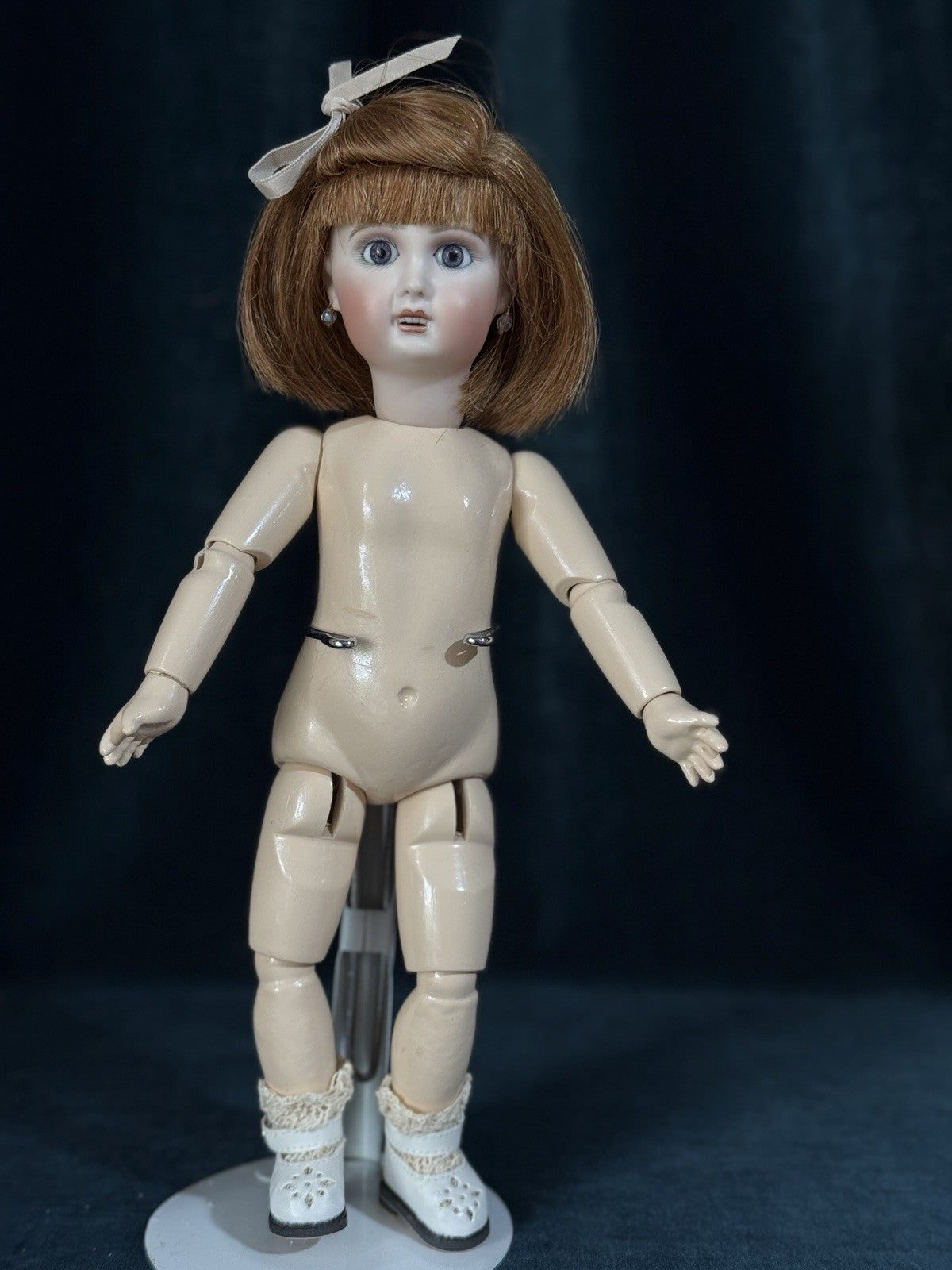 Porcelain/Composition 11” Reproduction of Antique French Bleuette Doll